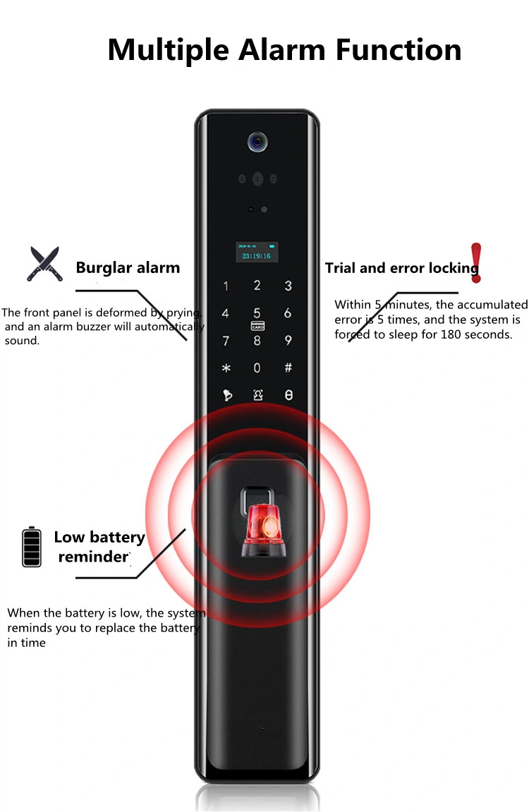 Cat Eye Smart Door Lock Keyless Entrance Front Door Finger Print Cam Lock Combination 3D Face Recognition for Home