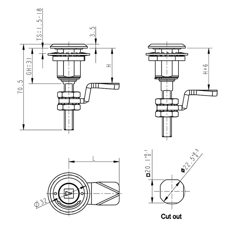 Heavy Duty Stainless Steel Wing Knob Compression Latch for Electric Cabinet