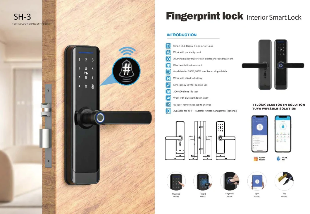 Smart Digital Handle Lock with Fingerprint Password and Tuya Function